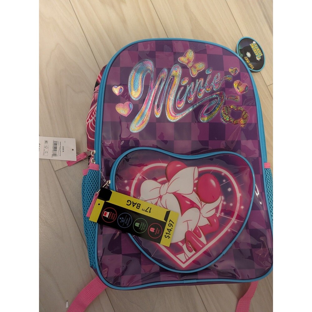 Disney Minnie Mouse 17” Light Up Backpack Girls Pink Purple NWT School Bag